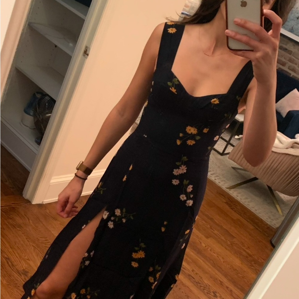 Navy Floral Reformation Dress
